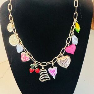 New Gold Chain Necklace with Colorful Charms
